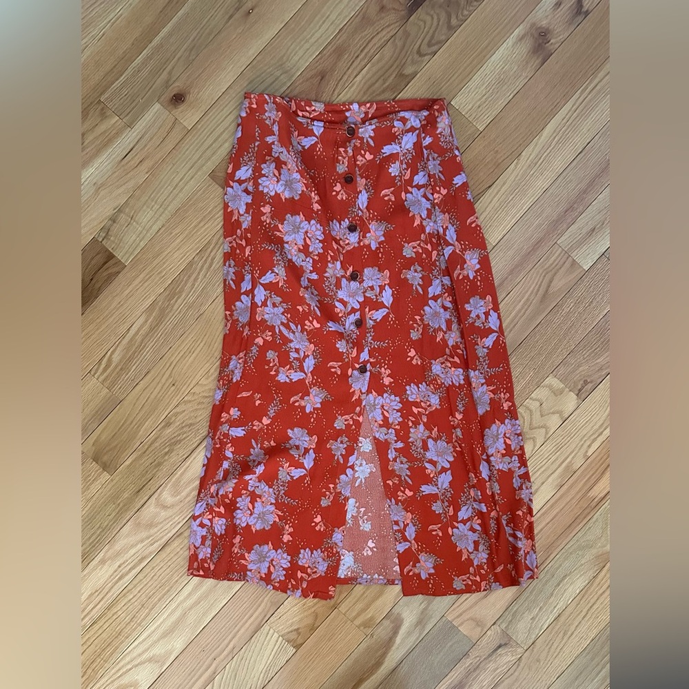 Free People Floral Button Up Skirt